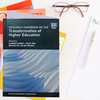 Photo: stack of books, the top book is the Research Handbook on the Transformation of Higher Education; next to it is a pad, a pen, and a pair of glasses