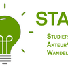 Illustration: a green light bulb with luminous rays, next to it the lettering STARK (students as agents of change)