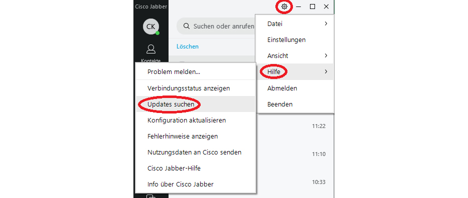 Jabber-Update Manuelles Updaten von Jabber