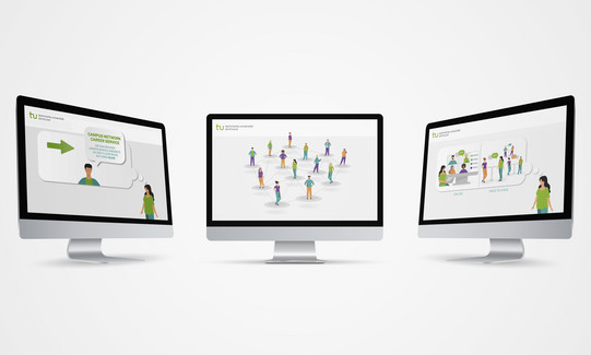 Illustrierte Grafiken für Erklärvideos der Campus Network Career Services