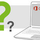 Laptop mit Office-Logo und großen Fragezeichen