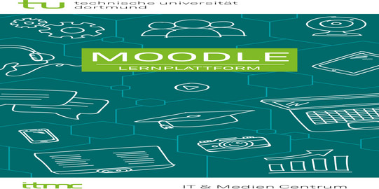 Green cover page of the flyer Moodle