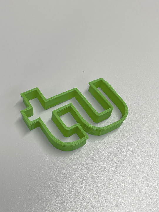 3D-printed TU logo cookie cutter