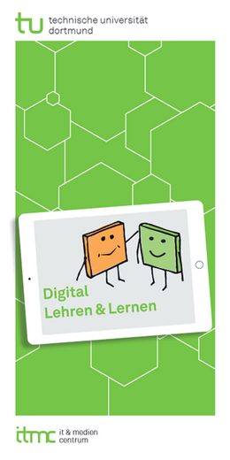 Grünes Deckblatt vom Flyer Digitales Lehren und Lernen