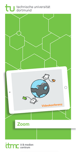 Grünes Deckblatt vom Flyer Videokonferenz