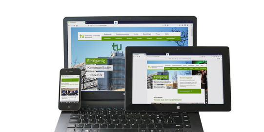 Laptop, Handy und Tablet veranschaulichen verschiedene Auflösungen