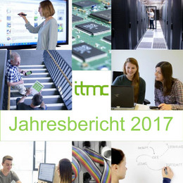 Jahresbericht 2017 Collage aus mehreren Bildern von Beschäftigten des ITMC bei der Arbeit