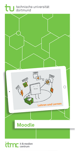Grünes Deckblatt vom Flyer Moodle