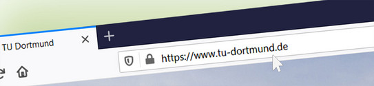 URL of the TU Dortmund University in the browser