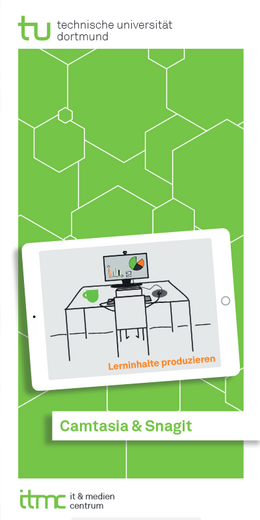 Grünes Deckblatt vom Flyer Camtasia und Snagit