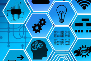 Honeycombs with different contents on a circuit as background
