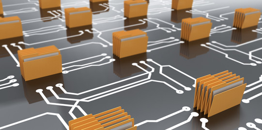Bundle of folders arranged on a board