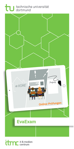 Grünes Deckblatt vom Flyer Eva Exam