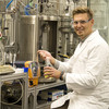 Man in white coat in laboratory